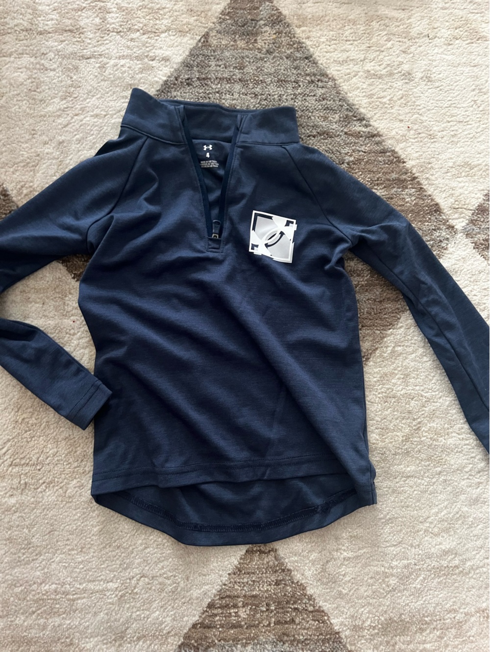 Under Armour Navy Blue Long Sleeve Quarter Zip Kids Top